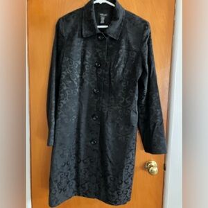 Beautiful Long Black Brocade Coat-Jacket size 10